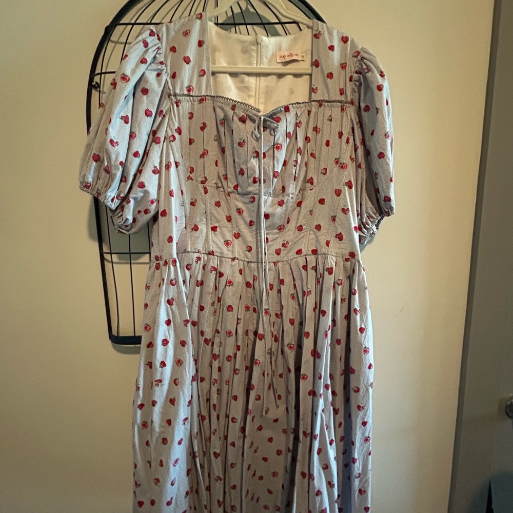 Ivy City Co Thea Striped Dress with Red Strawberry Print - Picture 8 of 8